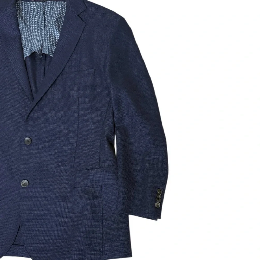 Hugo Boss Stretch Travel Blazer Jacket Blue LANIFICIO TESSE Biella Wool 2 Button